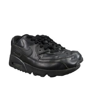 Nike Shoes Kids 2 Sneaker Air Max 90 Black Leather Lace Up Athletic Sport Active